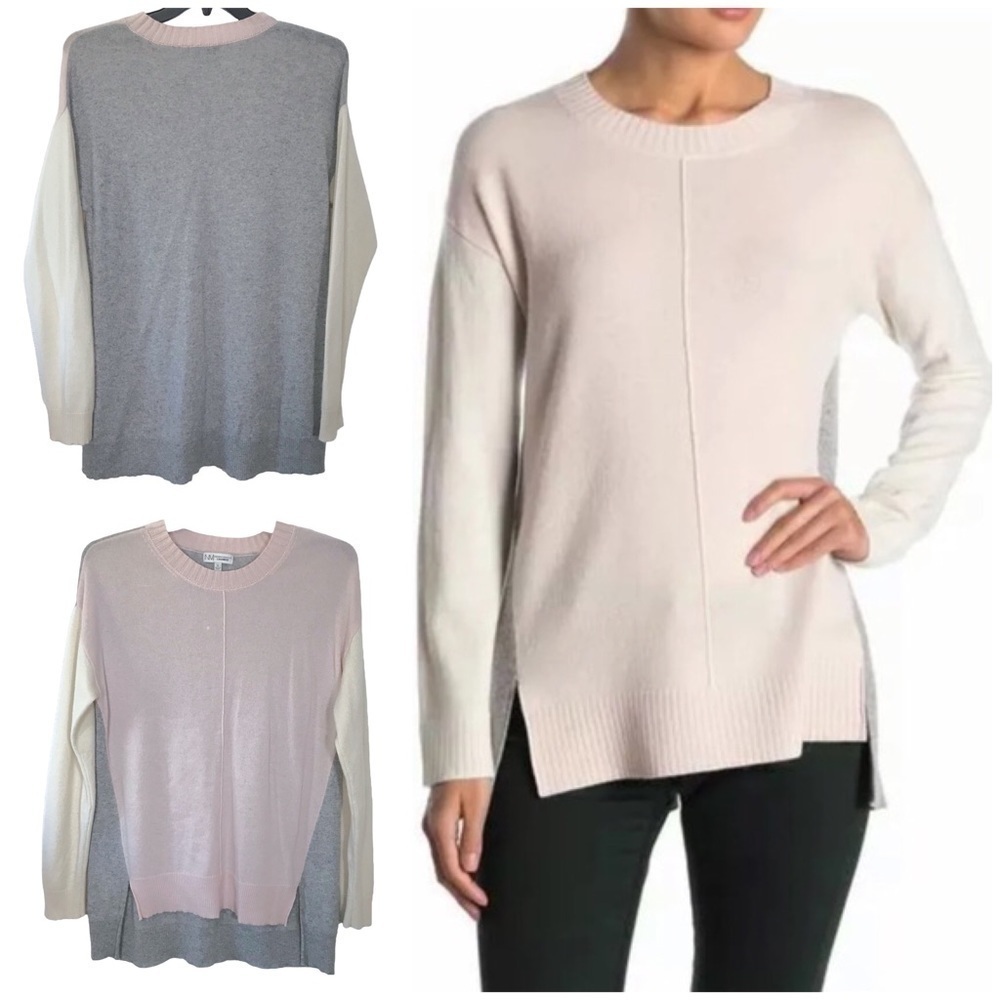 Neiman Marcus Cashmere Colorblock Pullover Sweater Size Large